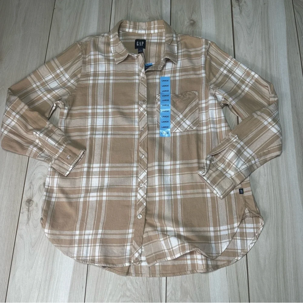 Gap Women's Soft Cotton Relaxed Fit Button Up Flannel Shirt Size‎ Large-New - Picture 6 of 15